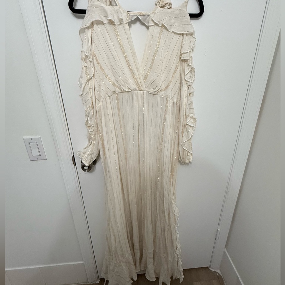 Free People Cream Maxi Dress with Ruffles
